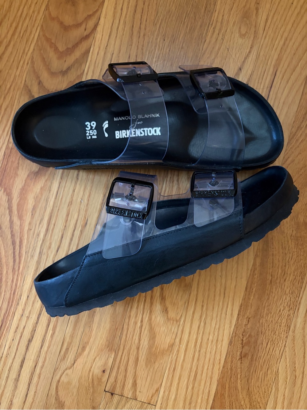 Manolo Blahnik x Birkenstock Arizona PVC Transparent Sandals Size 8 - 8.5 - Picture 4 of 13